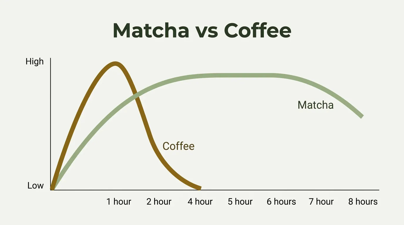 Matcha zagotovi mirno, vztrajno energijo — brez padca.
