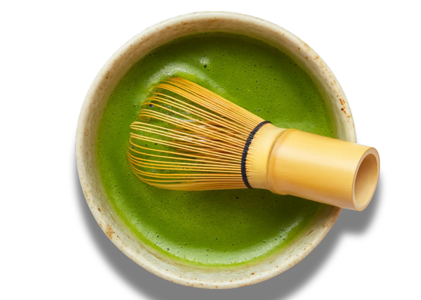 Matcha in bowl with whisk