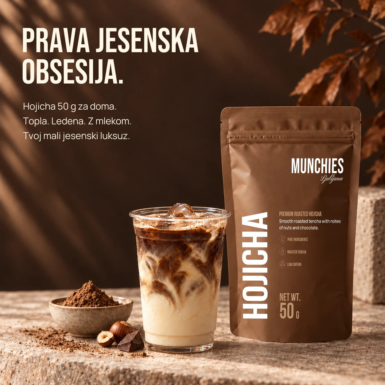 
Prava jesenska obsesija. Hojicha 50 g za doma.